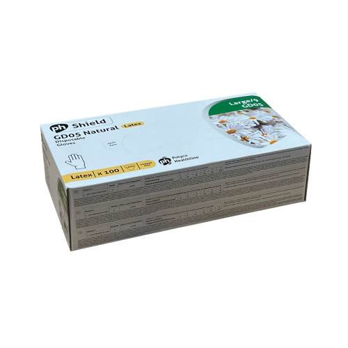 1 Box: Latex Gloves - Powder Free - GD05 - Clear - Large - (100/Box)
