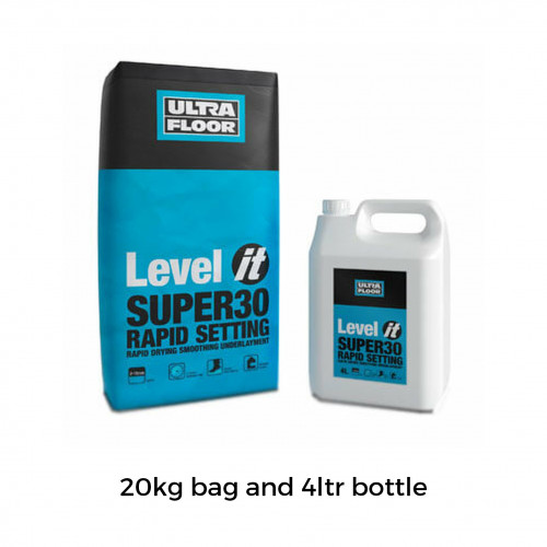 20kg Bag & 4ltr Bottle: UltraFloor - Level It Super30 - Rapid Set 2K Levelling Compound