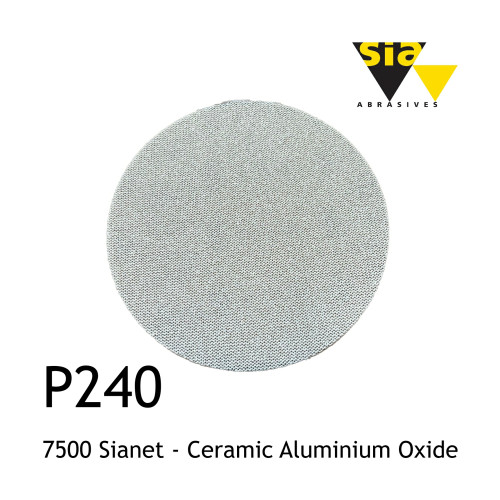1 Box: P240 - Sia - 7500 Sianet - Knitted Fabric Disc - Ceramic Aluminium Oxide - 150mm - 6" - (50/box)