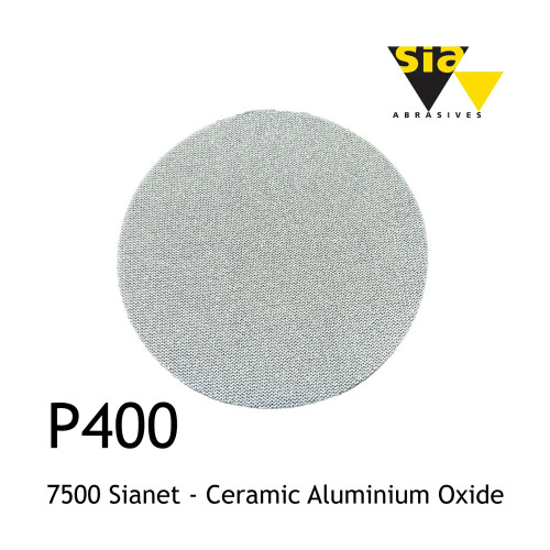 1 Box: P400 - Sia - 7500 Sianet - Knitted Fabric Disc - Ceramic Aluminium Oxide - 150mm - 6" - (50/box)