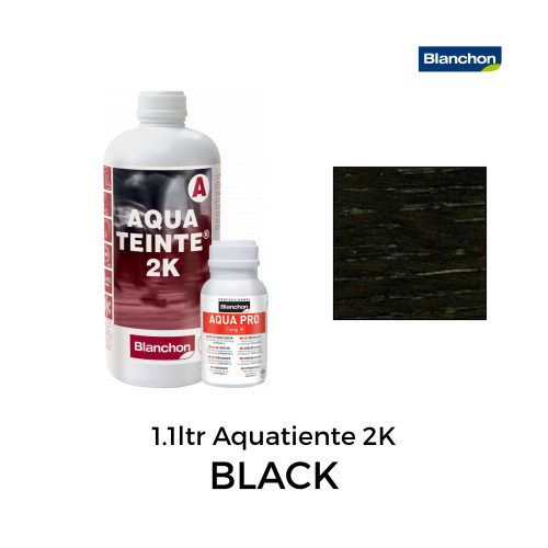 1.1ltr: Blanchon - Stain - Aquateinte 2K - Water Based 2K PU Stain - Black - Including Hardener