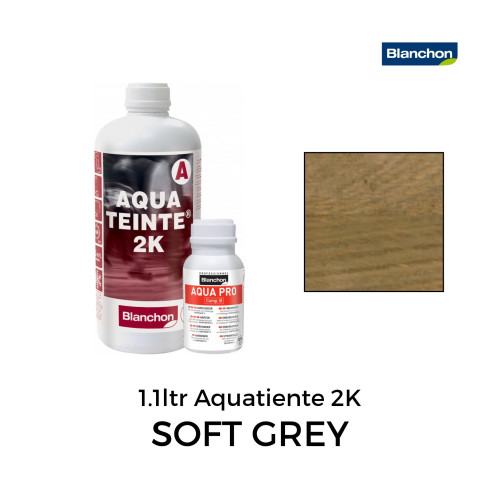 1.1ltr: Blanchon - Stain - Aquateinte 2K - Water Based 2K PU Stain - Soft Grey - Including Hardener 