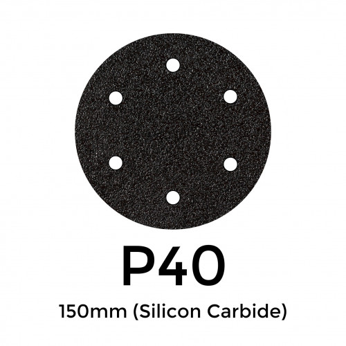 1 Box: P40 - Starcke - Silicon Carbide - Hook & Loop Sanding Discs - 6 Hole - 150mm - 6" - (50/Box)