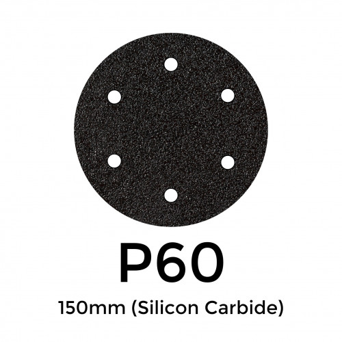 1 Box: P60 - Starcke - Silicon Carbide - Hook & Loop Sanding Discs - 6 Hole - 150mm - 6" - (50/Box)