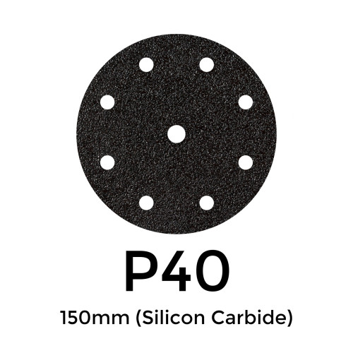 1 Box: P40 - Starcke - Silicon Carbide - Hook & Loop Sanding Discs - 8 Hole - 150mm - 6" - (50/Box)