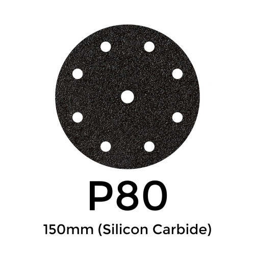 1 Box: P80 - Starcke - Silicon Carbide - Hook & Loop Sanding Discs - 8 Hole - 150mm - 6" - (50/Box)