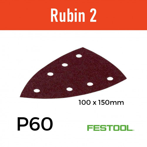 1 Box: (499134) P60 - Festool - Rubin2 - StickFix - Triangular Delta Hook & Loop Sanding Sheets - 100/150mm - (50/Box) 