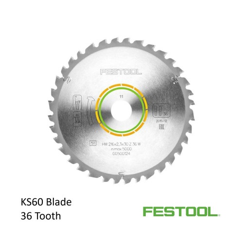 Festool Saw Blade 36 Tooth For KS60 Kapex Saw 216mm diameter