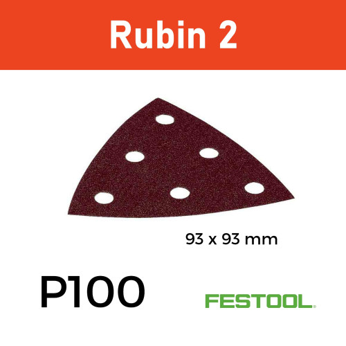 1 Box: (499164) P100 - Festool - Rubin2 - StickFix - Triangular Delta Hook & Loop Sanding Sheets - 93mm - (50/Box)