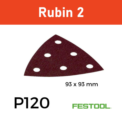 1 Box: (499165) P120 - Festool - Rubin2 - StickFix - Triangular Delta Hook & Loop Sanding Sheets - 93mm - (50/Box) 