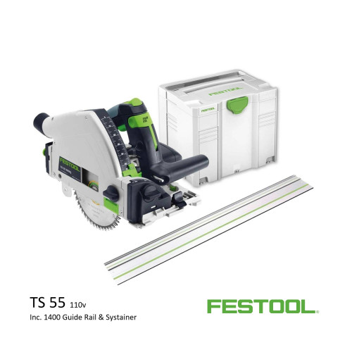 Festool - TS 55 REBQ+ FS - Circular Plunge Saw - 110v (inc 1400 guide and systainer)