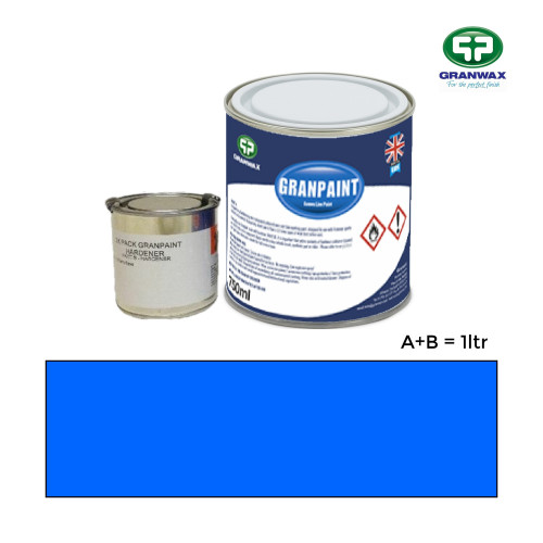 1ltr: Granwax - Granpaint - Blue - 2K Polyurethane - Indoor Court Line Marking Paint - 1ltr including hardener