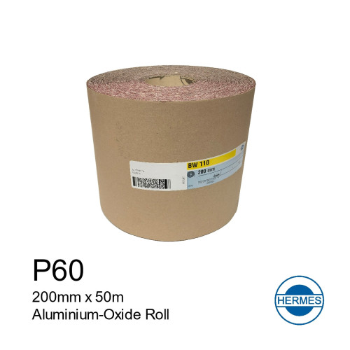 50m Roll: P60 - Hermes - Aluminium Oxide - Sandpaper - 200mm - 8" 