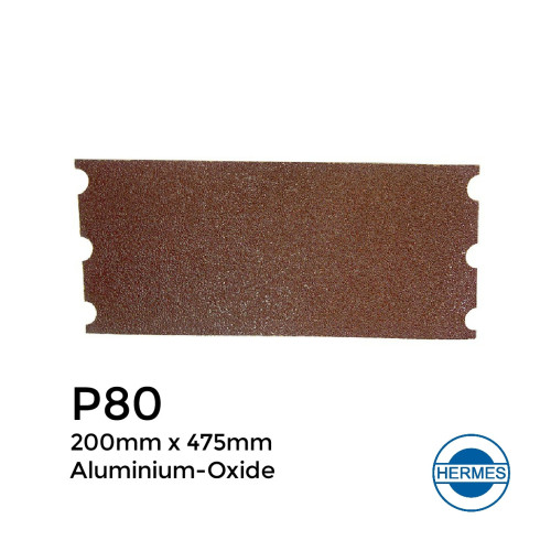P80 - Hermes - Aluminium Oxide - Paper Floor Sander Loading - With Notched End - 200x475mm - 8"