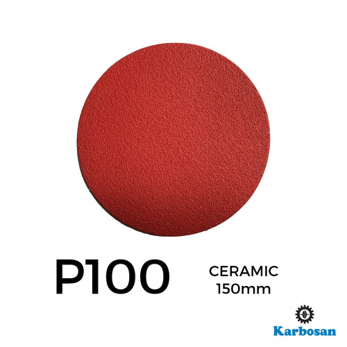 1 Box: P100 - Karbosan - Ceramic - Hook & Loop Sanding Discs - 150mm - 6" - (50/Box)