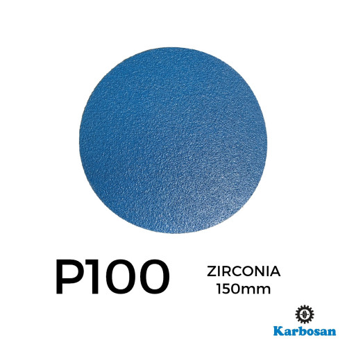 1 Box: P100 - Karbosan - Zirconia - Hook & Loop Sanding Discs - 150mm - 6" - (50/Box)