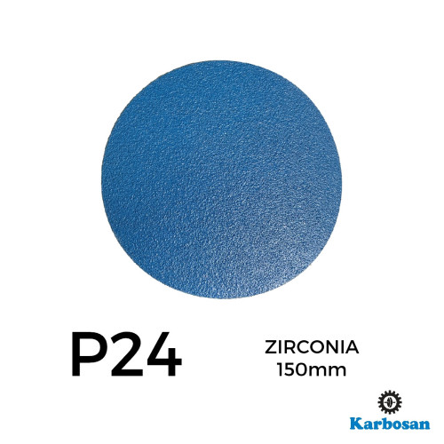1 Box: P24 - Karbosan - Zirconia - Hook & Loop Sanding Discs - 150mm - 6" - (50/Box)