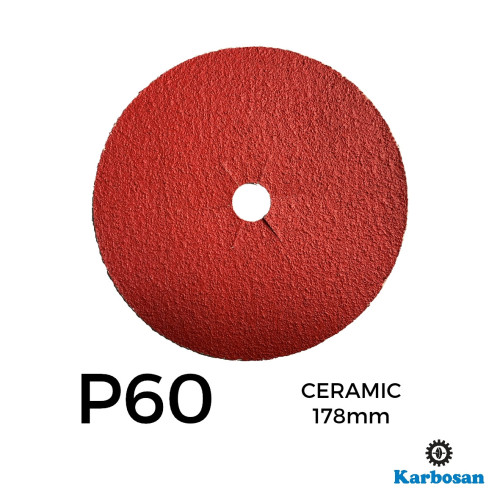 1 Box: P60 - Karbosan - Ceramic - Hook & Loop Sanding Discs - 178mm - 7" - (50/Box)