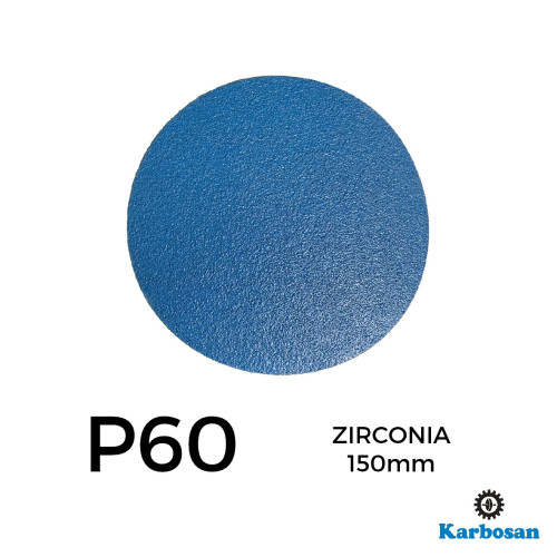 1 Box: P60 - Karbosan - Zirconia - Hook & Loop Sanding Discs - 150mm - 6" - (50/Box)
