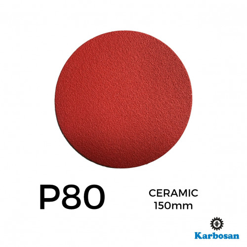 1 Box: P80 - Karbosan - Ceramic - Hook & Loop Sanding Discs - 150mm - 6" - (50/Box)