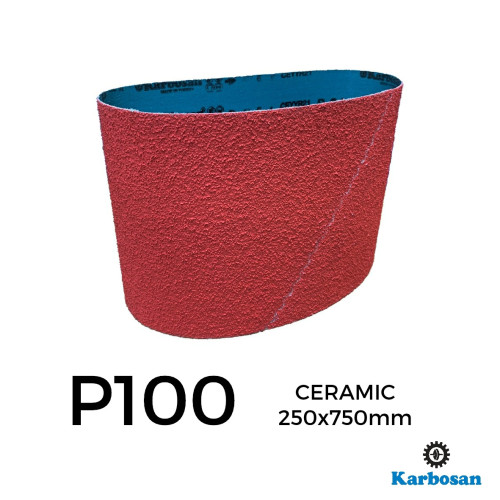 P100 - Karbosan - Ceramic - Polyester Cloth Backed Sanding Belt - 250x750mm - 10" 
