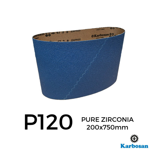 P120 - Karbosan - Zirconia 100% - PolyCotton Cloth Backed Sanding Belt - 200x750mm - 8" 