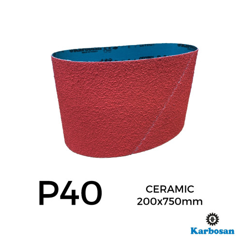 P40 - Karbosan - Ceramic - Polyester Cloth Backed Sanding Belt - 200x750mm - 8" 