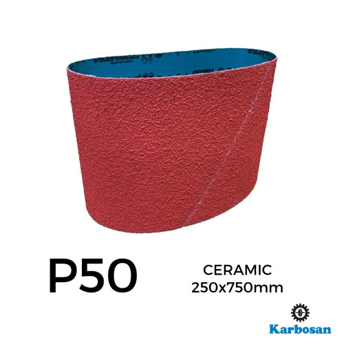 P50 - Karbosan - Ceramic - Polyester Cloth Backed Sanding Belt - 250x750mm - 10" 