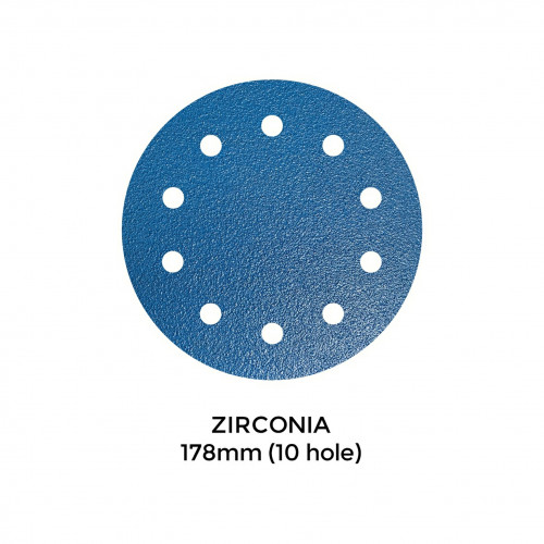 Pallmann - 178mm Zirconia 10 Hole Hook & Loop Sanding Discs