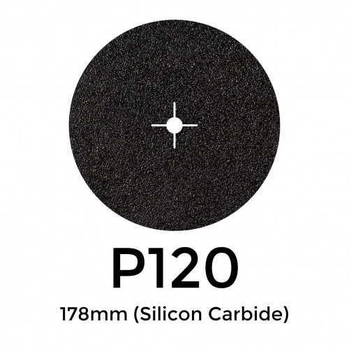 1 Box: P120 - Starcke - Silicon Carbide - Hook & Loop Sanding Discs - 178mm - 7" - (50/Box)