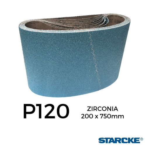 P120 - Starcke - Zirconia - Cloth Backed Sanding Belt - 200x750mm - 8" 