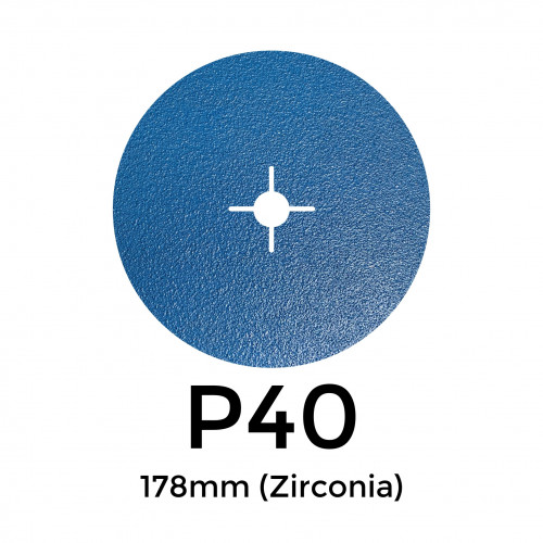 1 Box: P40 - Starcke - Zirconia - Hook & Loop Sanding Discs - 178mm - 7" - (50/Box) 