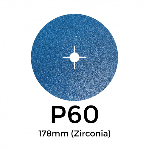 1 Box: P60 - Starcke - Zirconia - Hook & Loop Sanding Discs - 178mm - 7" - (50/box) 