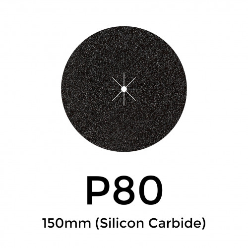 1 Box: P80 - Starcke - Silicon Carbide - Hook & Loop Sanding Discs - 150mm - 6" - (50/Box)