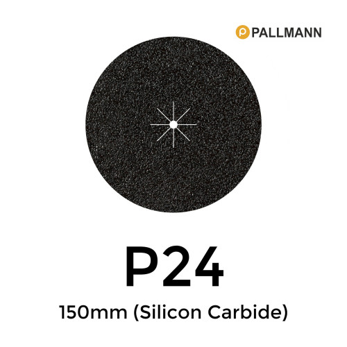 1 Box: P24 - Pallmann - Silicon Carbide - Hook & Loop Sanding Discs - 150mm - 6" - (25/Box)