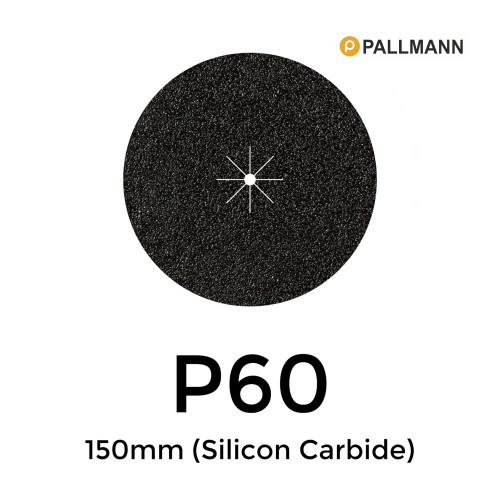 1 Box: P60 - Pallmann - Silicon Carbide - Hook & Loop Sanding Discs - 150mm - 6" - (50/Box)