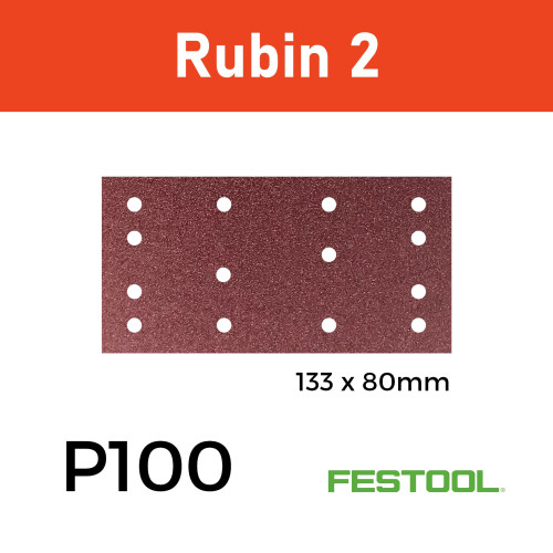 1 Box: P100 - Festool - Rubin2 - StickFix - Hook & Loop Sanding Sheets - (499049) - 80x133mm - (50/Box) 
