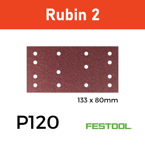 1 Box: (499050) P120 - Festool - Rubin2 - StickFix - Hook & Loop Sanding Sheets - - 80x133mm - (50/Box) 