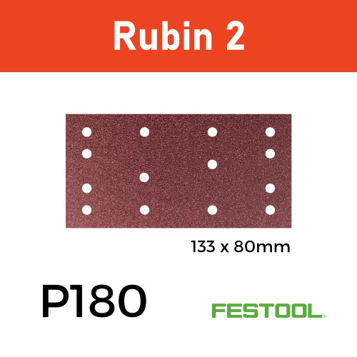 1 Box: (499052) P180 Festool - Rubin2 - StickFix - Hook & Loop Sanding Sheets - - 80x133mm - (50/Box)