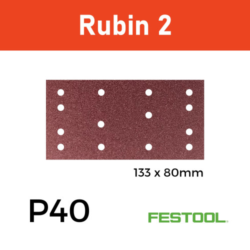 1 Box:(499046) - P40 - Festool - Rubin2 - StickFix - Hook & Loop Sanding Sheets - - 80x133mm - (50/Box) 