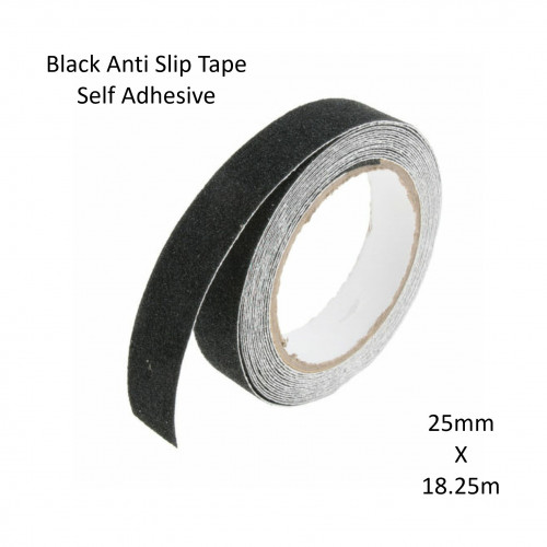 1 Roll: Gradus - Safety Track - Anti Slip Safety Grip Tape - Self Adhesive - Black - 25mm x 18.25m