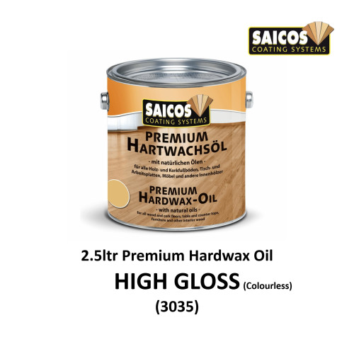 2.5ltr: Saicos - Premium Hardwax Oil - Clear High Gloss (3035)