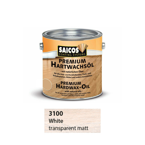 2.5ltr: Saicos - Premium Hardwax Oil - White Transparent Matt - (3100-500)