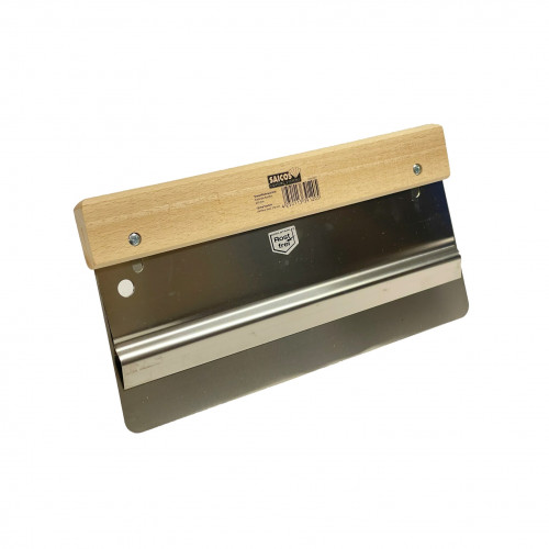 Saicos - Double Blade Scraper - Stainless Steel Spatula With 2 Rounded Corners & Wooden Handle - 270mm