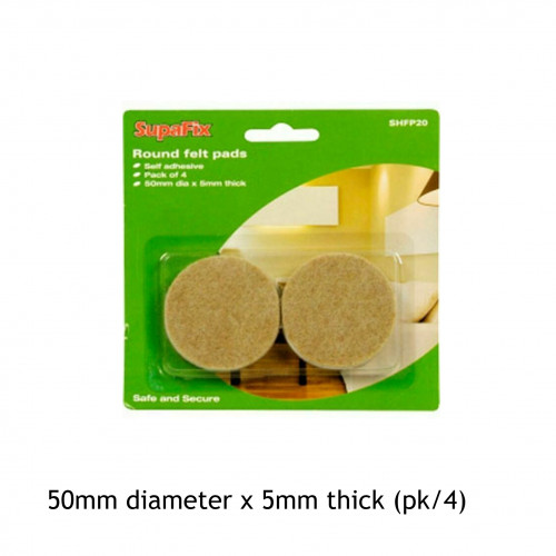 1pk: SupaFix - Round Felt Pads - 50x5mm - (4/pk)