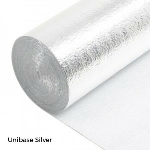 1 Roll: Unibase Silver - 2mm Cushion Underlay with Vapour Barrier - 1m x 15m x 2mm - (15mÂ²/Roll)