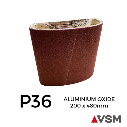 P36 - VSM - Aluminium Oxide - Sanding Belt - 200x480mm - 3.15" - 8"
