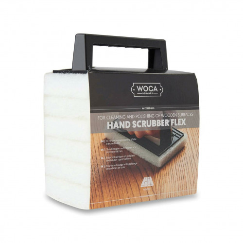 WOCA - Hand Scrubber Flex Kit - Includes 1 x Grab Handle - 6 x White Pads - For cleaning and polishing of wooden surfaces