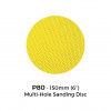 1 Box: P80 - Yellow Multi Hole Hook & Loop Sanding Disc - 150mm - 6" - (25/Box)