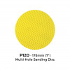 1 Box: P120 - Yellow Multi Hole Hook & Loop Sanding Disc - 178mm - 7" - (25/Box)